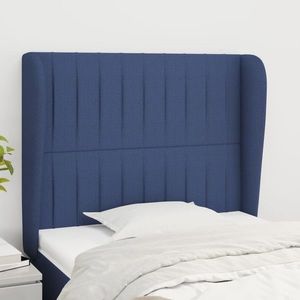 vidaXL Tăblie de pat cu aripioare, albastru, 83x23x118/128 cm, textil imagine
