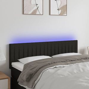 vidaXL Tăblie de pat cu LED, negru, 144x5x78/88 cm, textil imagine
