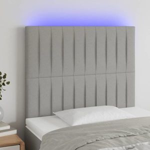 vidaXL Tăblie de pat cu LED, gri deschis, 100x5x118/128 cm, textil imagine