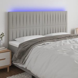 vidaXL Tăblie de pat cu LED, gri deschis, 200x5x118/128 cm, textil imagine