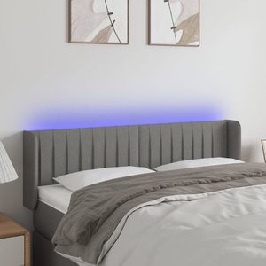 vidaXL Tăblie de pat cu LED, gri închis, 147x16x78/88 cm, textil imagine