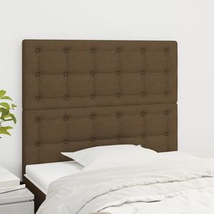 vidaXL Tăblii de pat, 2 buc, maro închis, 90x5x78/88 cm, textil imagine