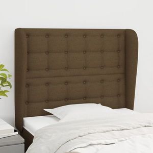 vidaXL Tăblie de pat cu aripioare maro închis 83x23x118/128 cm textil imagine