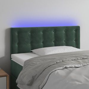 vidaXL Tăblie de pat cu LED, verde închis, 100x5x78/88 cm, catifea imagine