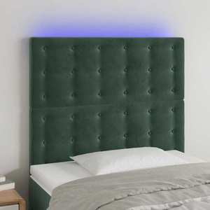 vidaXL Tăblie de pat cu LED, verde închis, 80x5x118/128 cm, catifea imagine