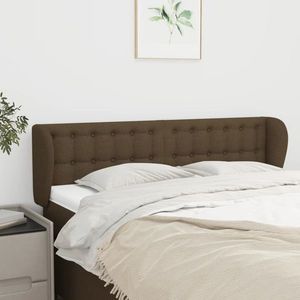 vidaXL Tăblie de pat cu aripioare maro închis 147x23x78/88 cm textil imagine