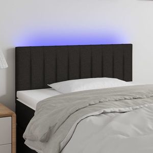 vidaXL Tăblie de pat cu LED, negru, 90x5x78/88 cm, textil imagine