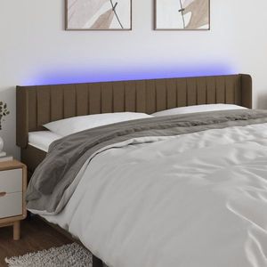 vidaXL Tăblie de pat cu LED, maro închis, 203x16x78/88 cm, textil imagine
