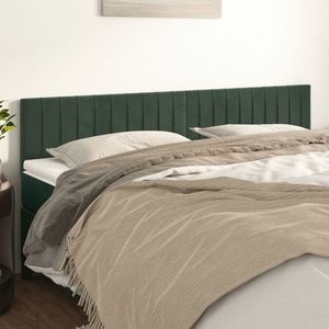 vidaXL Tăblii de pat, 2 buc, verde închis, 90x5x78/88 cm, catifea imagine