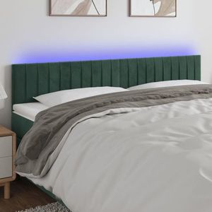 vidaXL Tăblie de pat cu LED, verde închis, 160x5x78/88 cm, catifea imagine