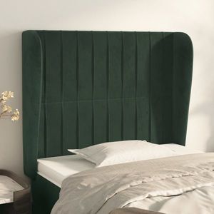 vidaXL Tăblie pat cu aripioare verde închis 93x23x118/128 cm catifea imagine