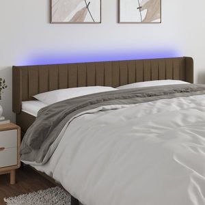 vidaXL Tăblie de pat cu LED, maro închis, 163x16x78/88 cm, textil imagine
