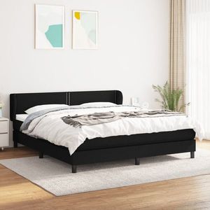 vidaXL Pat box spring cu saltea, negru, 180x200 cm, material textil imagine