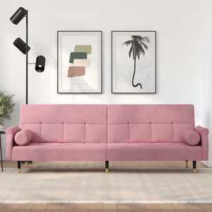 vidaXL Canapea extensibilă cu perne, roz, catifea imagine