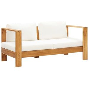 vidaXL Canapea de grădină cu pernă, alb crem, 140 cm, lemn de acacia imagine