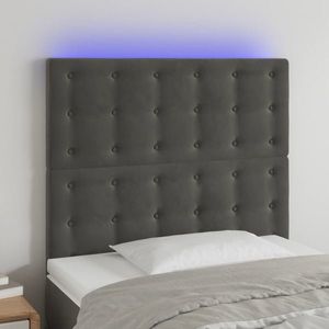 vidaXL Tăblie de pat cu LED, gri închis, 90x5x118/128 cm, catifea imagine