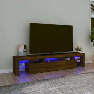 vidaXL Comodă TV cu lumini LED, stejar maro, 200x36, 5x40 cm imagine