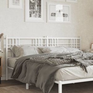 vidaXL Tăblie de pat metalică, alb, 180 cm imagine