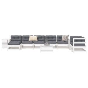 vidaXL Set canapea de grădină, 10 piese, alb, lemn masiv de pin imagine