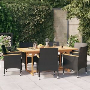 vidaXL Set mobilier de grădină cu perne, negru, 7 piese imagine