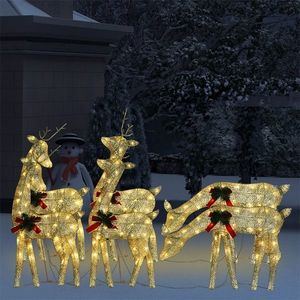 vidaXL Reni de Crăciun, 6 buc., auriu alb cald, plasă imagine
