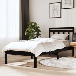 vidaXL Cadru de pat Single, negru, 90x190 cm, lemn masiv imagine