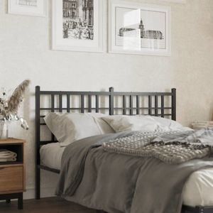 vidaXL Tăblie de pat metalică, negru, 137 cm imagine