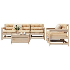 vidaXL Set canapea de grădină, 6 piese, lemn masiv de pin imagine
