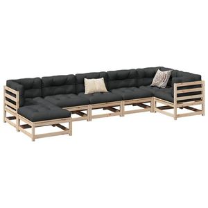 vidaXL Set canapea de grădină, 7 piese, lemn masiv de pin imagine