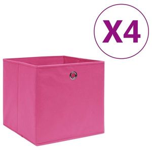 vidaXL Cutii depozitare, 4 buc., roz, 28x28x28 cm, textil nețesut imagine