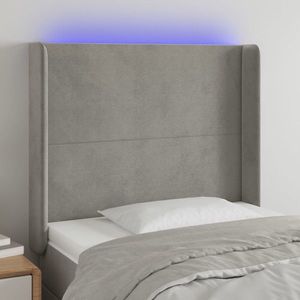 vidaXL Tăblie de pat cu LED, gri deschis, 93x16x118/128 cm, catifea imagine