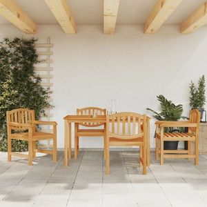 vidaXL Set masă pentru grădină, lemn masiv de tec, 5 piese imagine