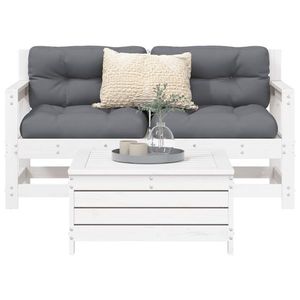 vidaXL Set canapea de grădină, 3 piese, alb, lemn masiv de pin imagine
