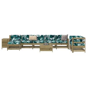 vidaXL Set canapea de grădină, 10 piese, lemn de pin tratat imagine