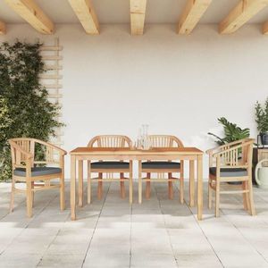 vidaXL Set masă pentru grădină, lemn masiv de tec, 5 piese imagine