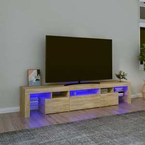 vidaXL Comodă TV cu lumini LED, stejar sonoma, 200x36, 5x40 cm imagine