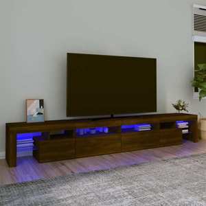 vidaXL Comodă TV cu lumini LED, stejar maro, 260x36, 5x40 cm imagine