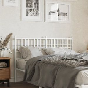 vidaXL Tăblie de pat metalică, alb, 137 cm imagine