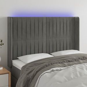 vidaXL Tăblie de pat cu LED, gri deschis, 147x16x118/128 cm, catifea imagine