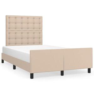 vidaXL Cadru de pat cu tăblie, cappuccino, 120x190 cm, piele ecologică imagine
