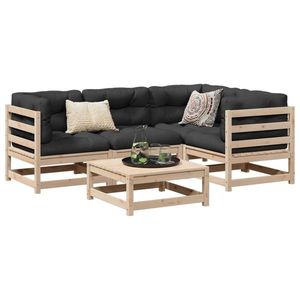 vidaXL Set canapea de grădină, 5 piese, lemn masiv de pin imagine