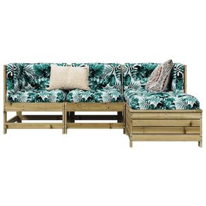 vidaXL Set canapele de grădină, 4 piese, lemn de pin tratat imagine
