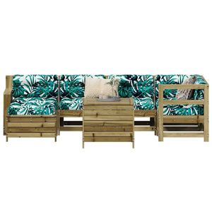 vidaXL Set canapea de grădină, 7 piese, lemn de pin tratat imagine