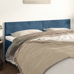 vidaXL Tăblii de pat, 2 buc, albastru închis, 90x5x78/88 cm, catifea imagine