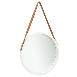 vidaXL Oglindă de perete cu o curea, 50 cm, alb imagine