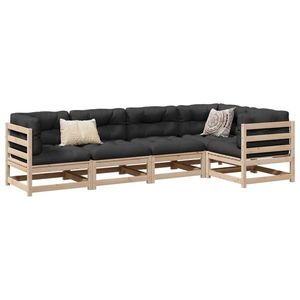 vidaXL Set canapele de grădină cu perne, 5 piese, lemn masiv de pin imagine