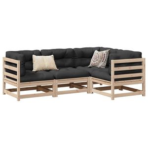 vidaXL Set canapea de grădină, 4 piese, lemn masiv de pin imagine