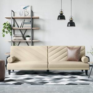 Canapea extensibilă, crem, material textil imagine