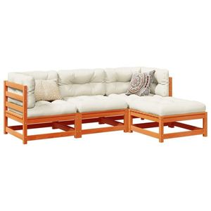 vidaXL Set canapea de grădină, 4 piese, maro ceruit, lemn masiv de pin imagine