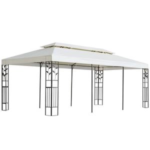 vidaXL Pavilion cu acoperiș dublu, alb, 6x3 m, oțel imagine